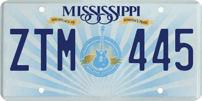 MS license plate ZTM445