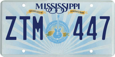 MS license plate ZTM447