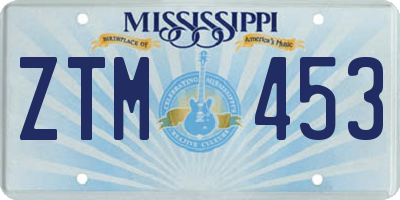 MS license plate ZTM453