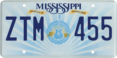MS license plate ZTM455