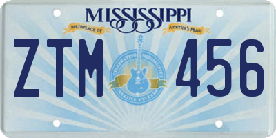 MS license plate ZTM456