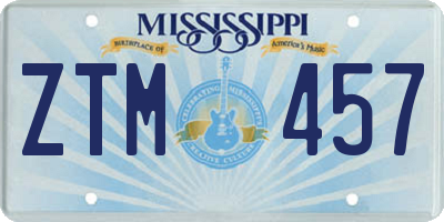 MS license plate ZTM457