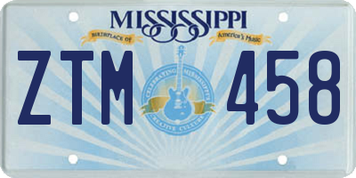 MS license plate ZTM458