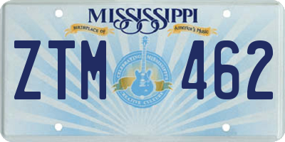 MS license plate ZTM462
