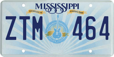 MS license plate ZTM464