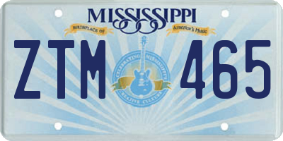 MS license plate ZTM465