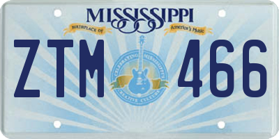 MS license plate ZTM466