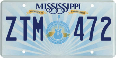 MS license plate ZTM472