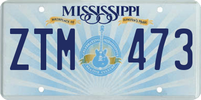 MS license plate ZTM473