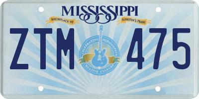 MS license plate ZTM475
