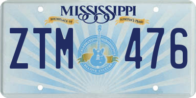MS license plate ZTM476