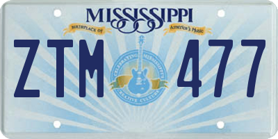 MS license plate ZTM477