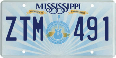 MS license plate ZTM491