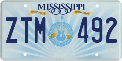 MS license plate ZTM492