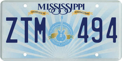 MS license plate ZTM494