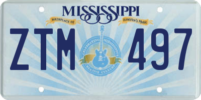 MS license plate ZTM497
