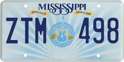 MS license plate ZTM498