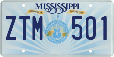 MS license plate ZTM501