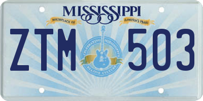 MS license plate ZTM503