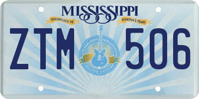 MS license plate ZTM506