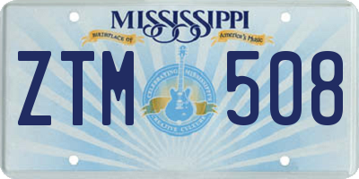 MS license plate ZTM508