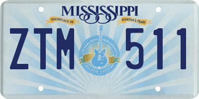 MS license plate ZTM511