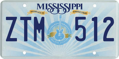 MS license plate ZTM512