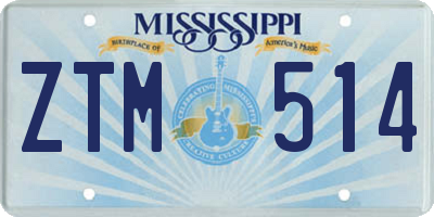 MS license plate ZTM514