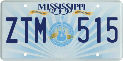 MS license plate ZTM515