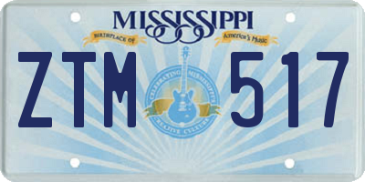 MS license plate ZTM517