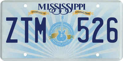 MS license plate ZTM526
