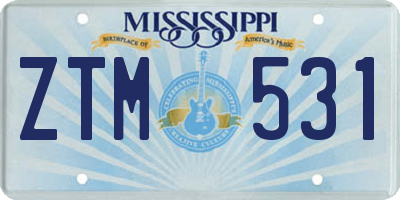 MS license plate ZTM531