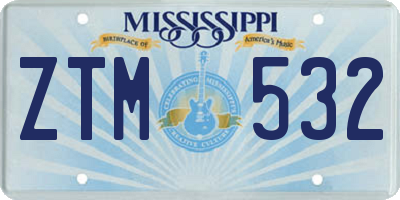 MS license plate ZTM532