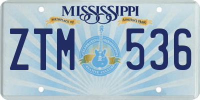MS license plate ZTM536
