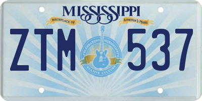 MS license plate ZTM537