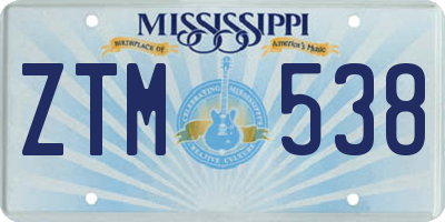 MS license plate ZTM538