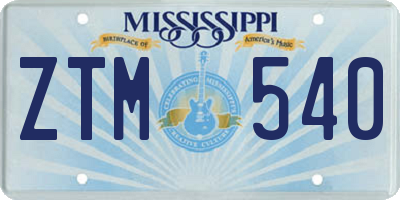 MS license plate ZTM540