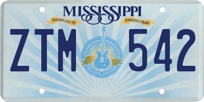MS license plate ZTM542