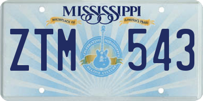 MS license plate ZTM543