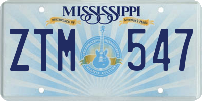 MS license plate ZTM547