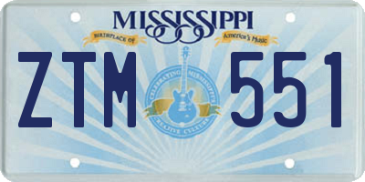 MS license plate ZTM551