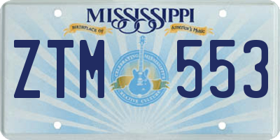 MS license plate ZTM553