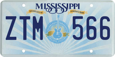 MS license plate ZTM566