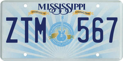 MS license plate ZTM567