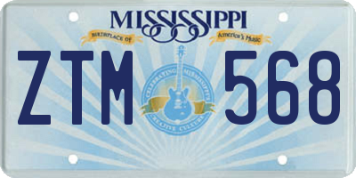 MS license plate ZTM568