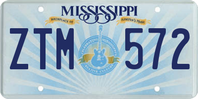 MS license plate ZTM572