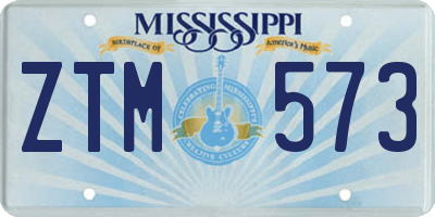 MS license plate ZTM573