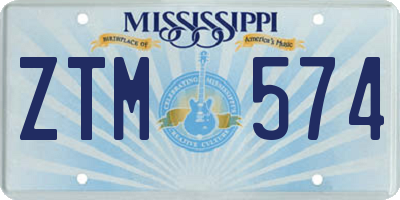 MS license plate ZTM574