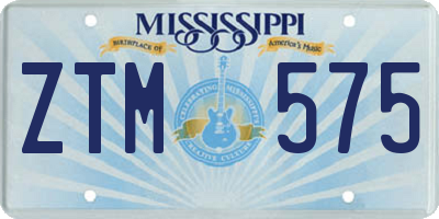 MS license plate ZTM575