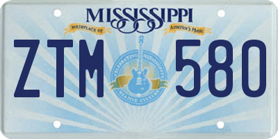 MS license plate ZTM580